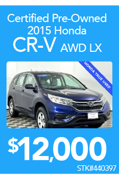 Certified Pre-Owned 2015 Honda CR-V AWD LX $12,000