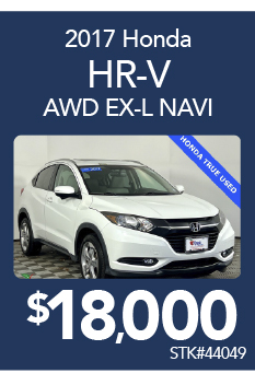 2017 Honda HR-V AWD EX-L Navi Stk#44049 $18,000