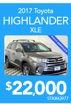 2017 Toyota Highlander XLE Stk#43977$22,000 